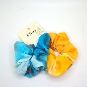 SOFT tiedye scrunchies Blue and yellow